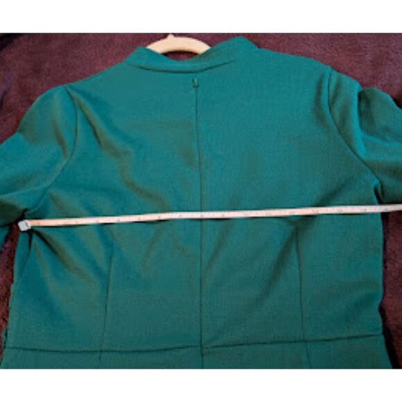 Chic Teal Retro Fit + Flare Midi Dress Keyhole Modest Elegant Comfortable Size L - Picture 4 of 10